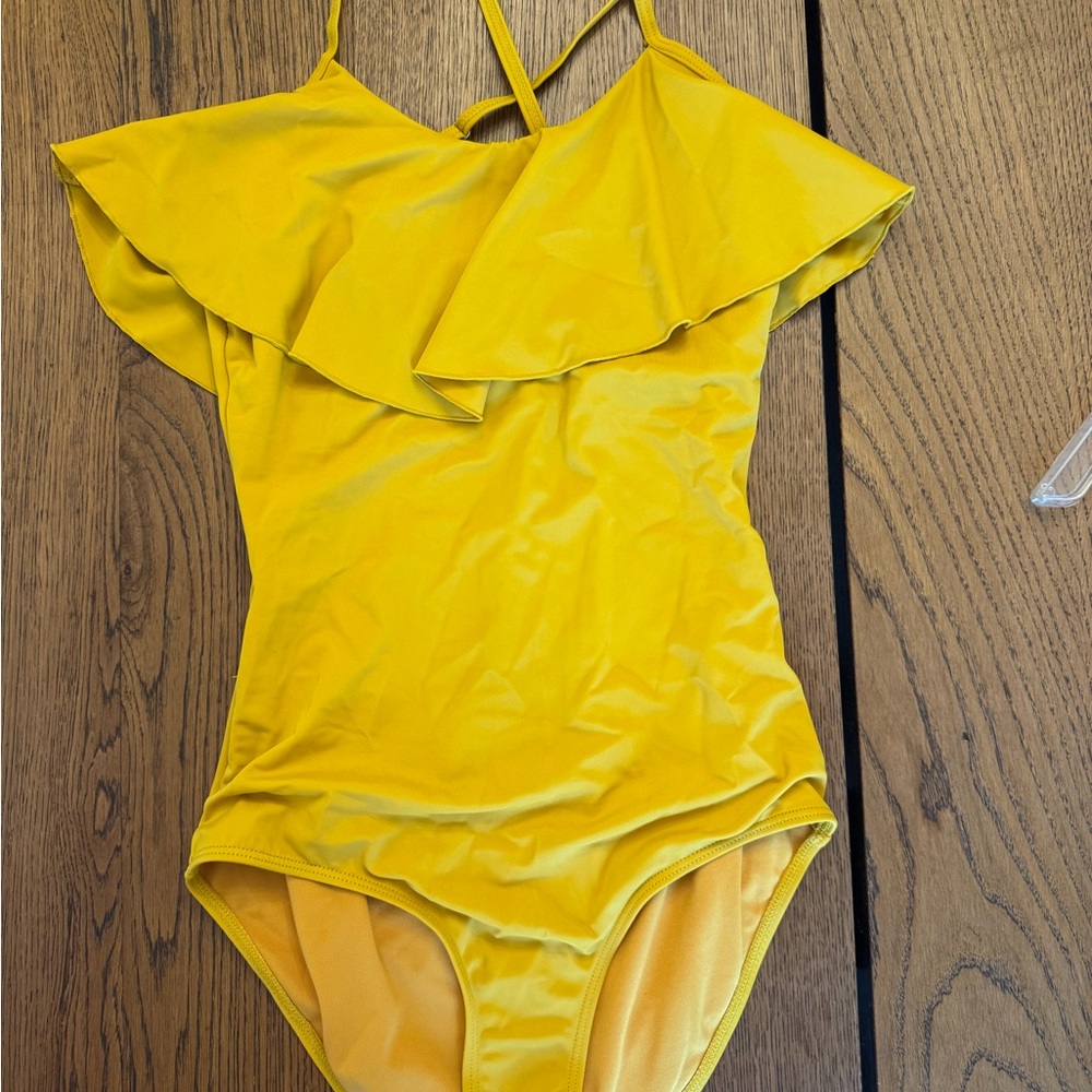 Yellow Ruffled Women's One Piece Swimsuit